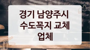 경기 남양주시 
수도꼭지 교체 업체