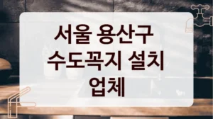 서울 용산구 
수도꼭지 설치 업체